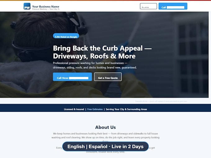 do web design landing page pagina web sitio web en espanol