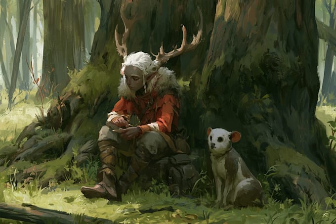 paint a character illustration in a fantasy world