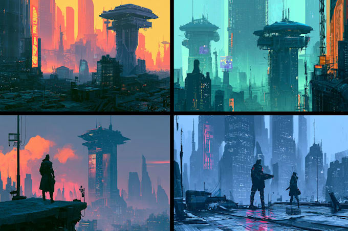 do cyberpunk futuristic city art