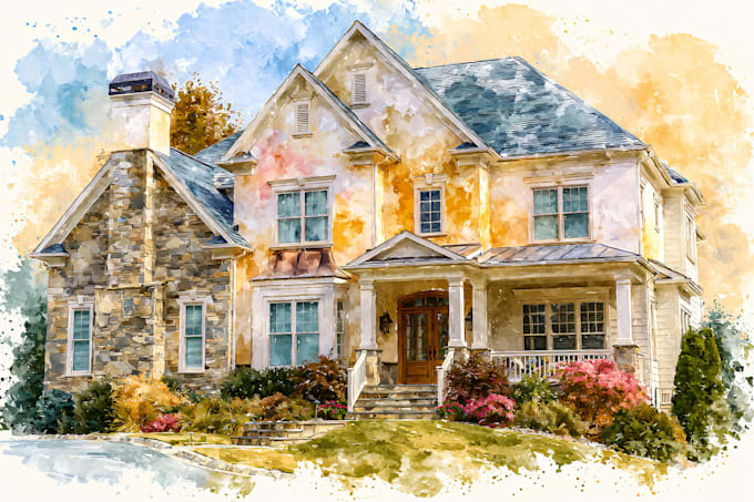 paint watercolor house portrait