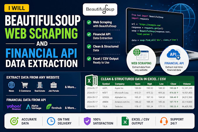beautifulsoup API data scraping in excel