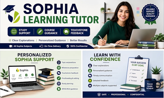 do sophia learning tutoring, study support, and course