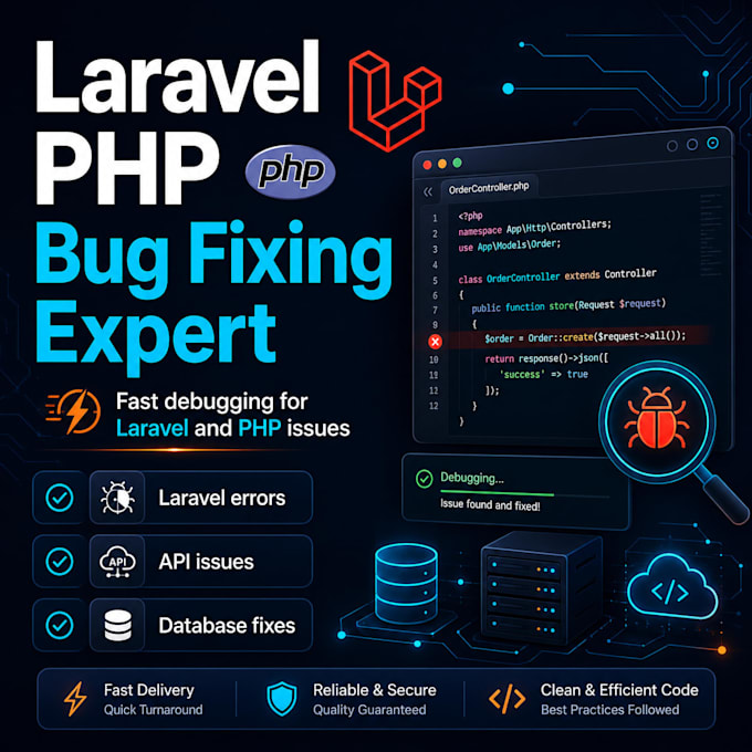 fix laravel PHP database and backend bugs