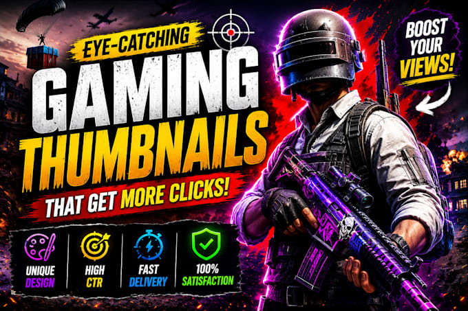 design viral gaming youtube thumbnails for high CTR