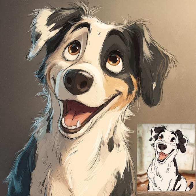 pet portrait into cute disney style