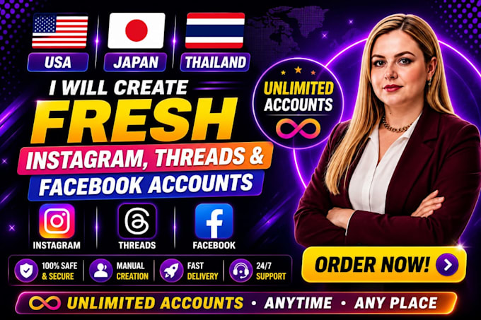 create fresh facebook, instagram threads global accounts