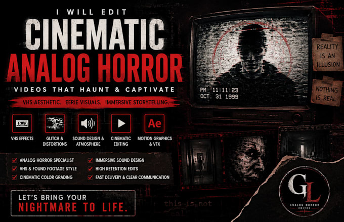 create cinematic analog horror video with vhs effect