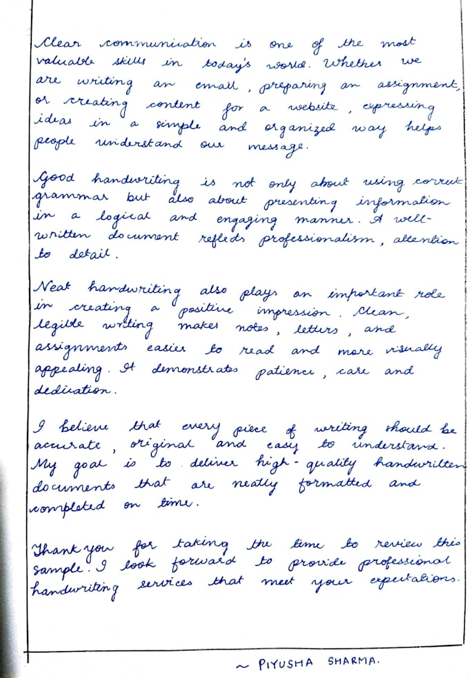 provide content writing and handwriting services