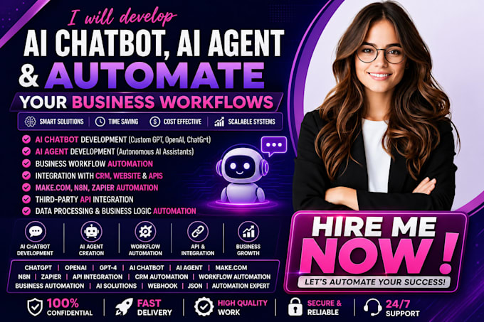 develop ai chatbot, ai agent and automate your business workflows