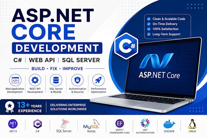 develop or fix asp net core web API and web application