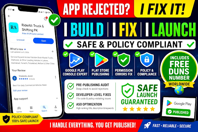 audit, fix code, do aso and publish your app on google play store