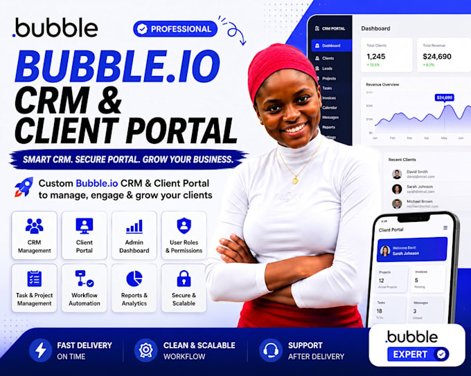 build a bubble io CRM, client portal and admin dashboard