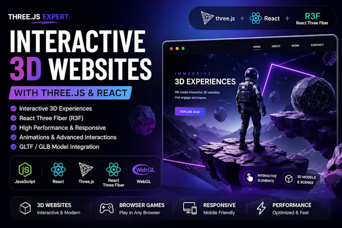 build interactive 3d websites using three js and react