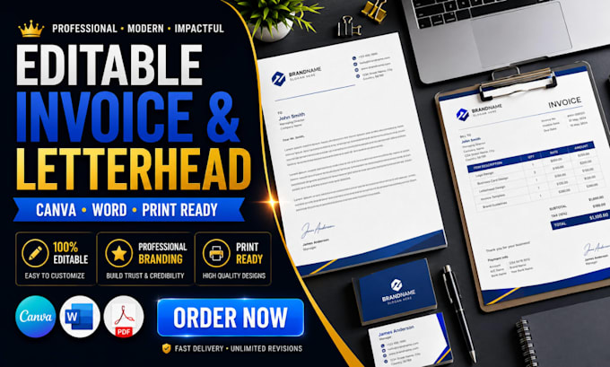 design editable invoice and letterhead for small businesses