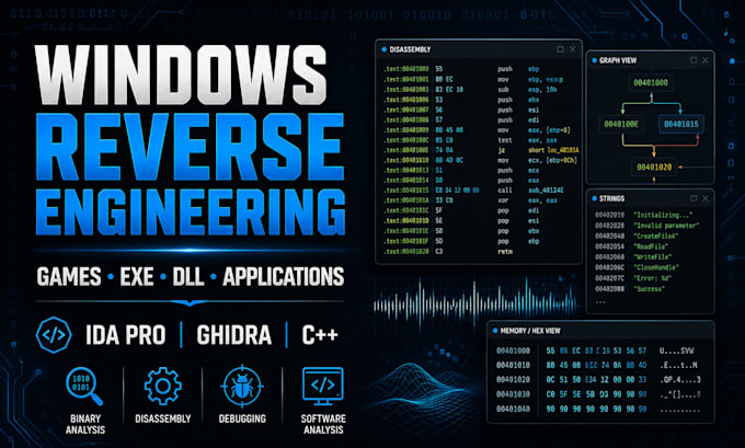 reverse engineer windows games, exe, dll and desktop applications