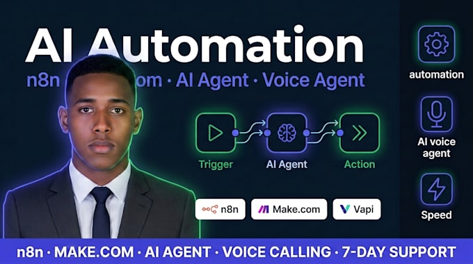 build n8n automation, makecom workflow, ai agent and ai calling agent