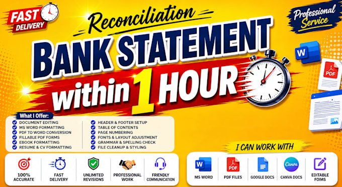 reconcile bank statement PDF to editable format
