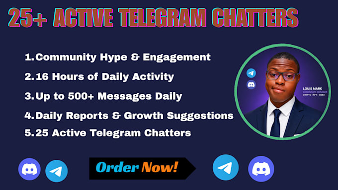 be your telegram admin with 25 active chatters for crypto projects