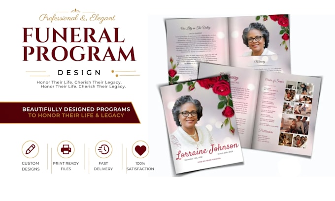 funeral program, obituary program, memorial program,funeral flyer