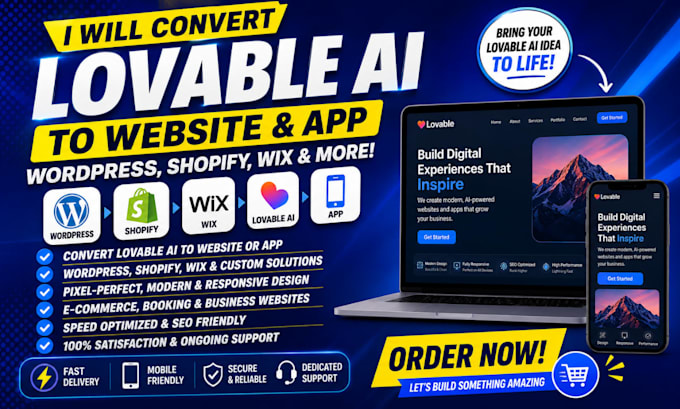 convert lovable to app wordpress shopify website loveable ai lovable wix design
