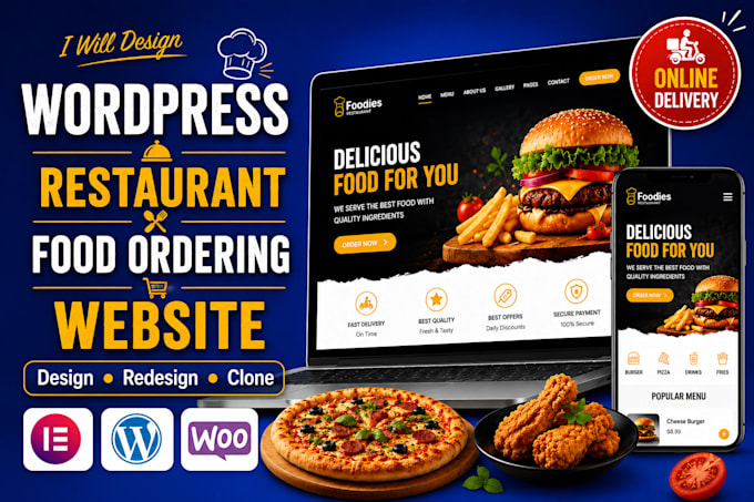 create restaurant food ordering wordpress website with online delivery