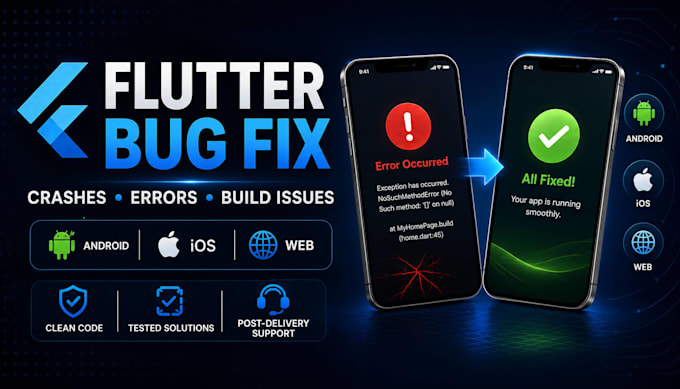 fix flutter bugs, crashes, and errors