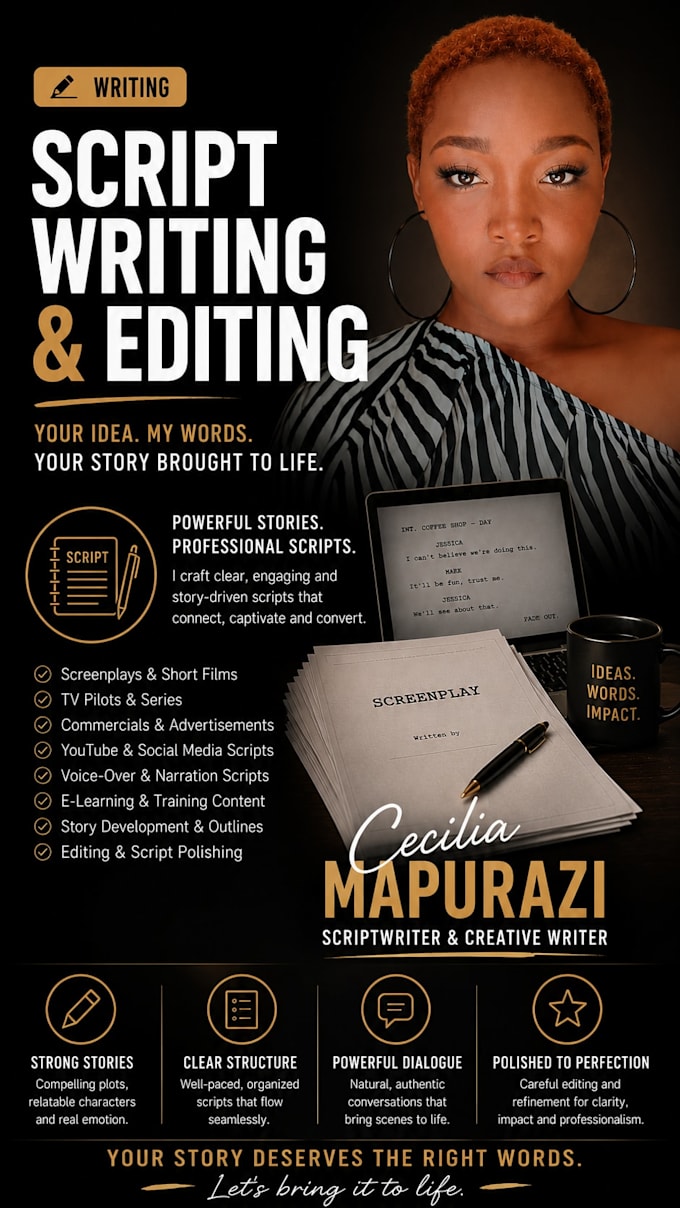 write, edit and proofread your script, poem or screenplay