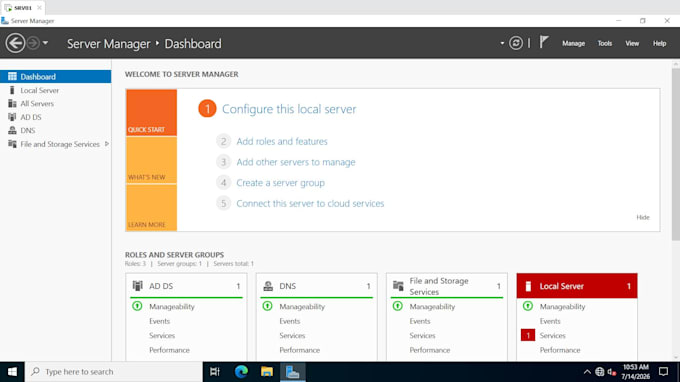 configure active directory configurations in windows server