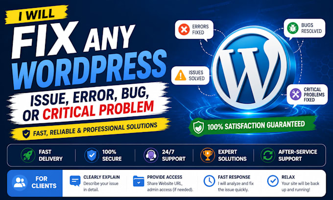 fix wordpress critical errors and broken website issues