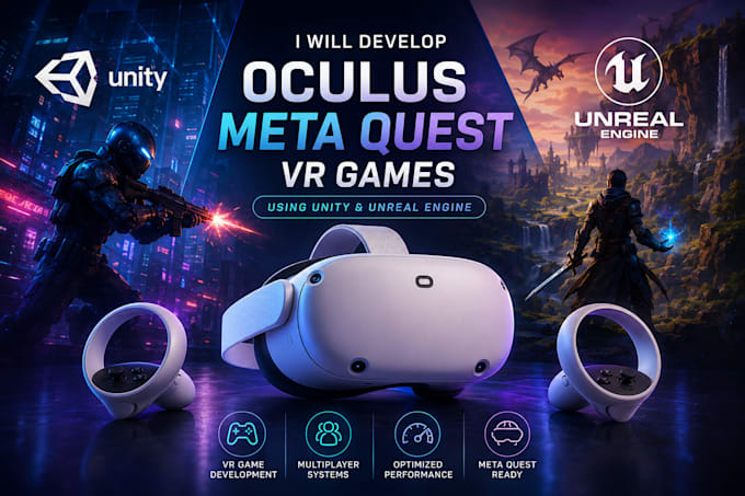 develop oculus meta quest VR games using unity  unreal engine and multiplayer
