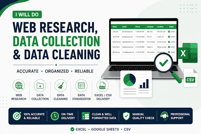 do web research, data collection and data cleaning