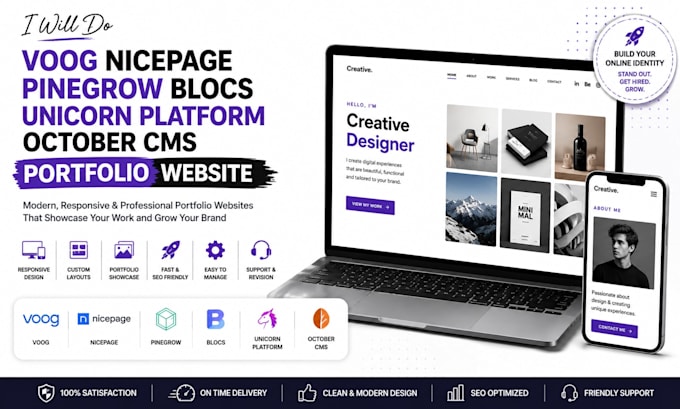 do voog nicepage pinegrow blocs unicorn platform october cms portfolio website