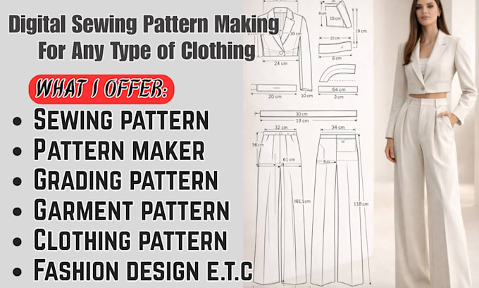 create custom sewing pattern clothing pattern PDF pattern and pattern grading