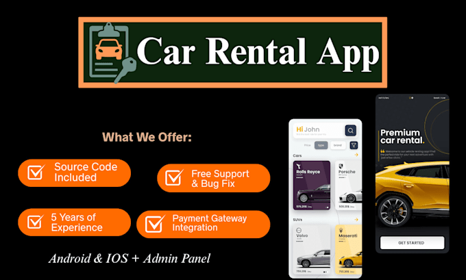 build a custom car rental app, booking system, fleet tracking, and admin panel