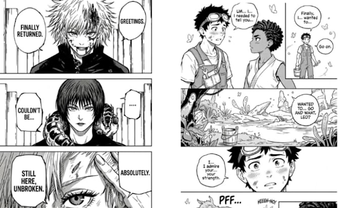draw manga comic, webtoon comic book pages from your script