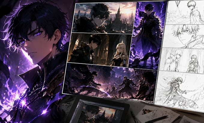 create webtoon episodes manga panels anime comic illustration