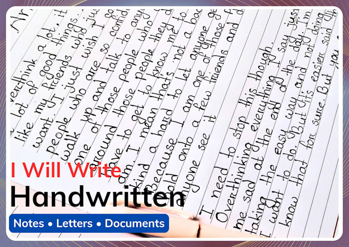 write your text in beautiful cursive or neat handwriting