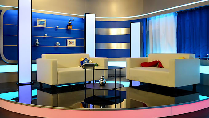 design and render TV, broadcast, podcast, and news studios in 2d and 3d