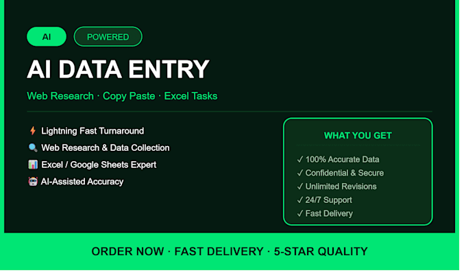 do ai data entry, web research, copy paste and excel tasks