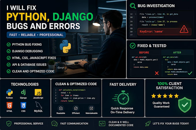 fix python, django, HTML, CSS and javascript bugs