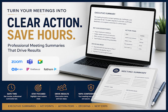 turn your meeting transcript into executive meeting notes and action items