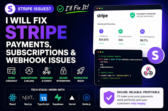 fix stripe subscriptions, checkout, webhooks and payment issues