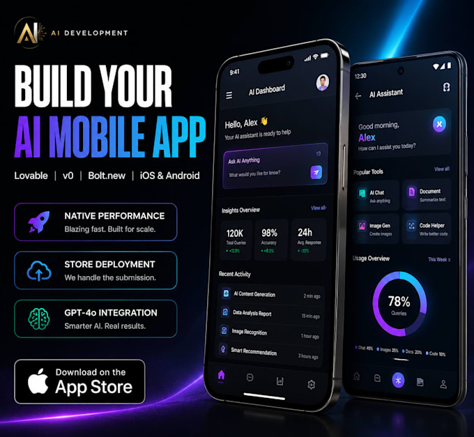 develop a custom ai mobile app using lovable manus base44 v0 replit claude ai