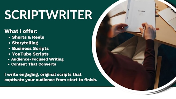 be script writer for youtube video script writing