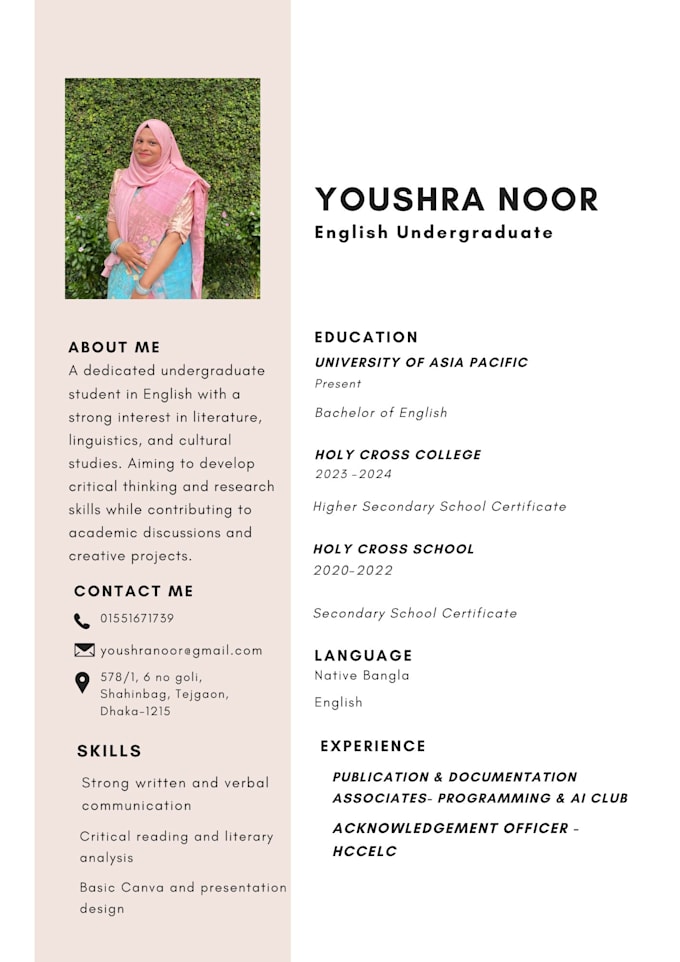 design a professional resume CV template in canva