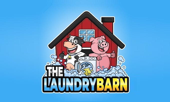 design mascot modern fun laundromat cleaning logo