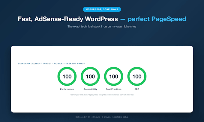 set up a fast adsense ready wordpress site with perfect pagespeed