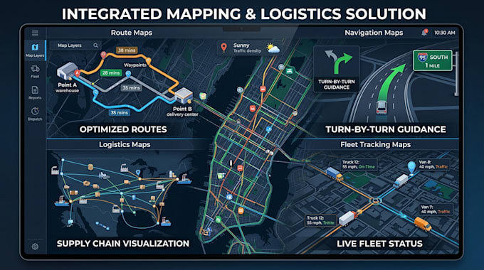 create route maps navigation maps logistics maps and fleet tracking maps