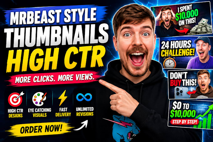 design mrbeast style high CTR youtube thumbnails