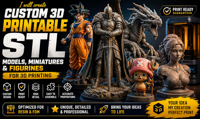 create custom 3d printable stl models, miniatures and figurines